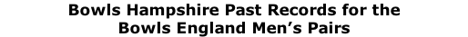 Bowls Hampshire Past Records for the  Bowls England Men’s Pairs
