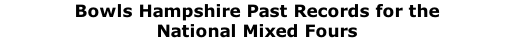 Bowls Hampshire Past Records for the  National Mixed Fours