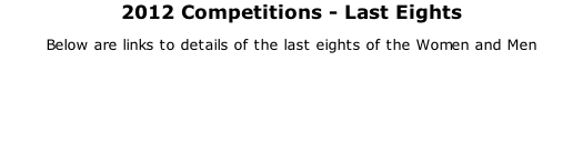 2012 Competitions - Last Eights Below are links to details of the last eights of the Women and Men